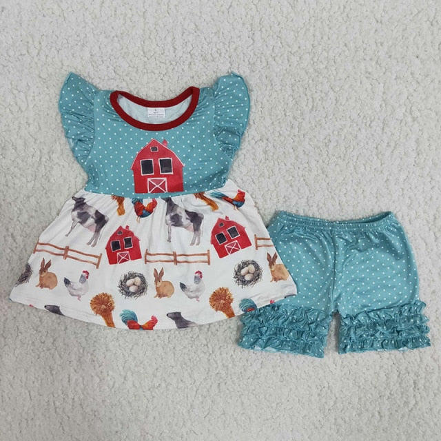 Children Summer Clothes Baby Girl Sets love cows love farm - myfunfarm