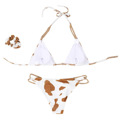 Cows pattern Bikini Set Push-Up Swimsuit Beachwear Padded - myfunfarm