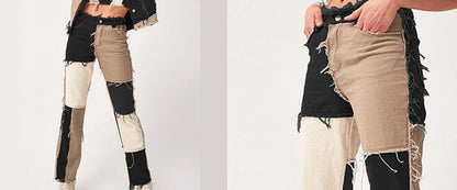 Cowboy style Striped Patchwork Jeans Women's Fashion - myfunfarm