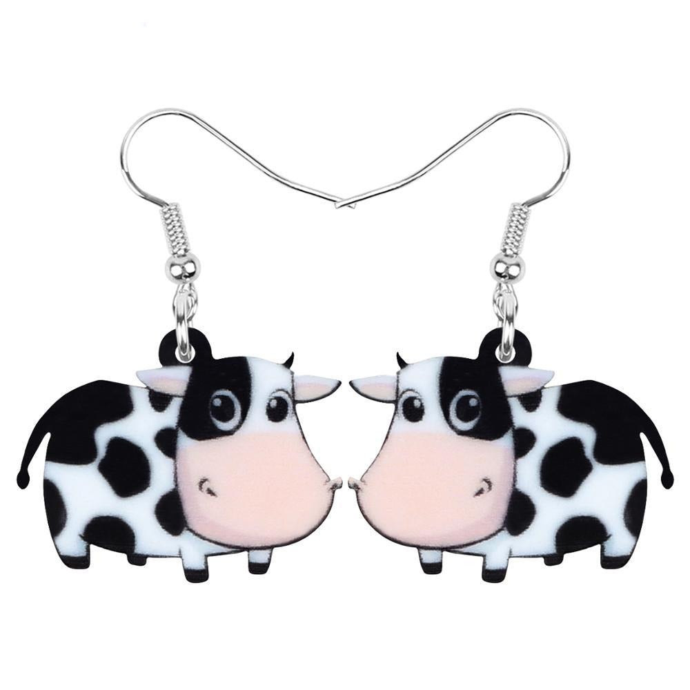 Acrylic Dairy Cattle Cow Earrings jewelry For Women Girls Teens Kids - Gift Accessories - myfunfarm