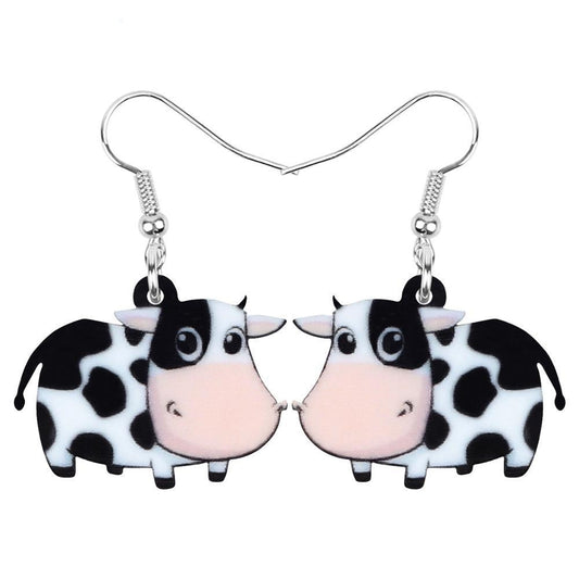 Acrylic Dairy Cattle Cow Earrings jewelry For Women Girls Teens Kids - Gift Accessories - myfunfarm