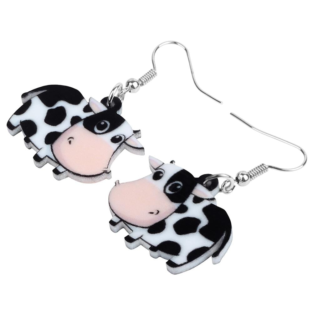 Acrylic Dairy Cattle Cow Earrings jewelry For Women Girls Teens Kids - Gift Accessories - myfunfarm