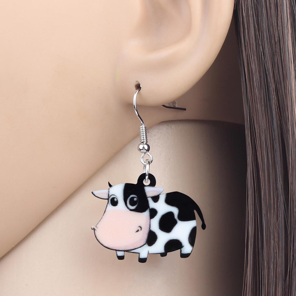 Acrylic Dairy Cattle Cow Earrings jewelry For Women Girls Teens Kids - Gift Accessories - myfunfarm