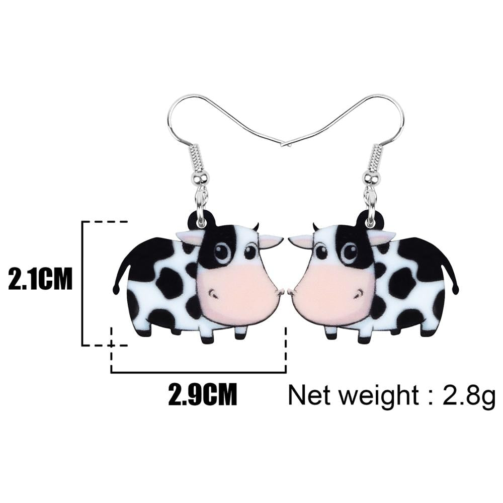 Acrylic Dairy Cattle Cow Earrings jewelry For Women Girls Teens Kids - Gift Accessories - myfunfarm
