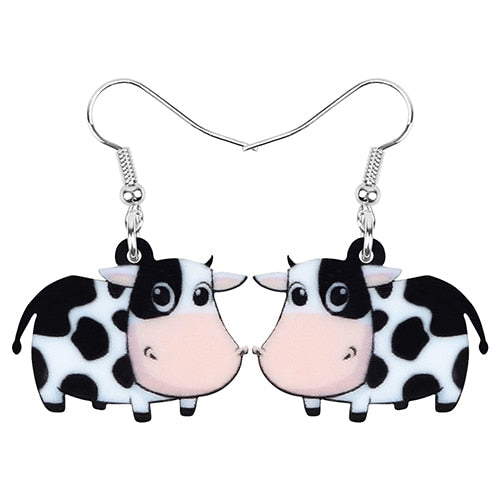 Acrylic Dairy Cattle Cow Earrings jewelry For Women Girls Teens Kids - Gift Accessories - myfunfarm