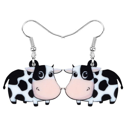 Acrylic Dairy Cattle Cow Earrings jewelry For Women Girls Teens Kids - Gift Accessories - myfunfarm