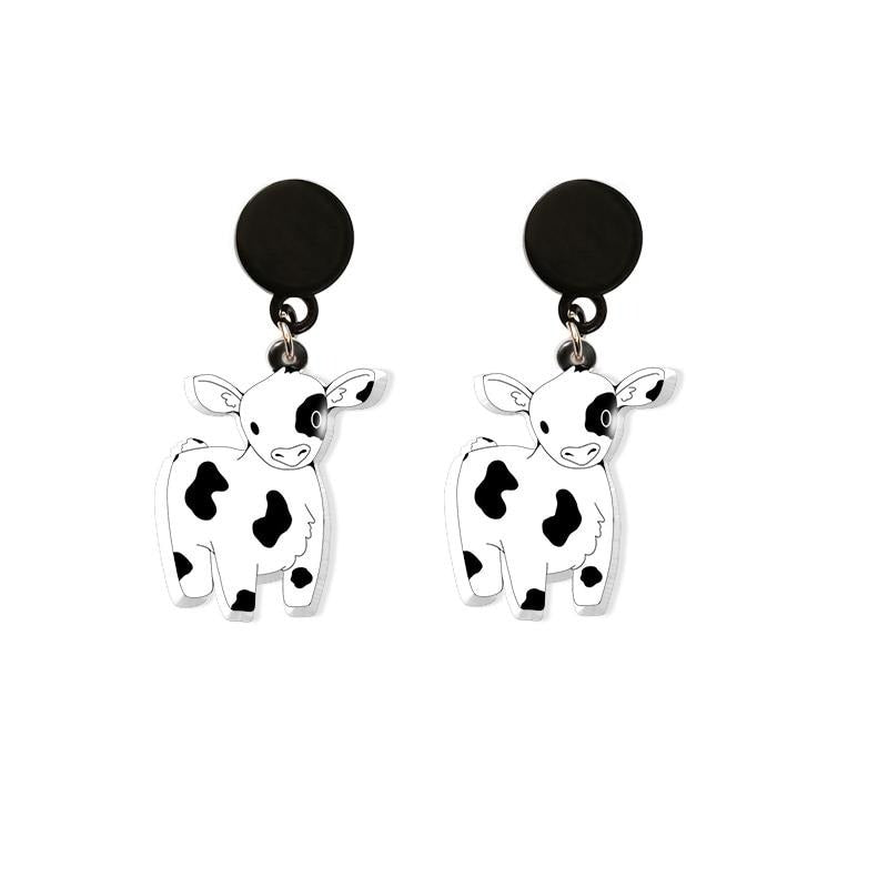 Dairy Cow Drop Earring Funny Acrylic Earrings Handmade Jewelrys Gifts Girl - myfunfarm