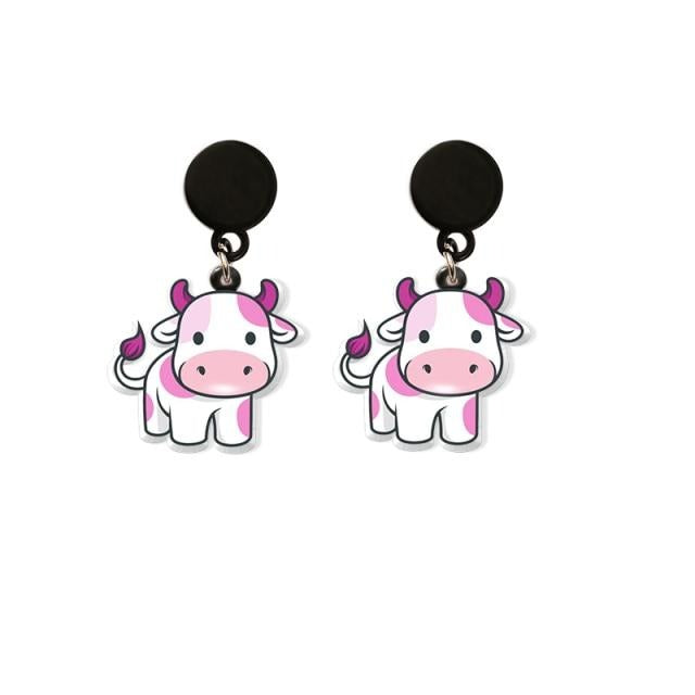 Dairy Cow Drop Earring Funny Acrylic Earrings Handmade Jewelrys Gifts Girl - myfunfarm