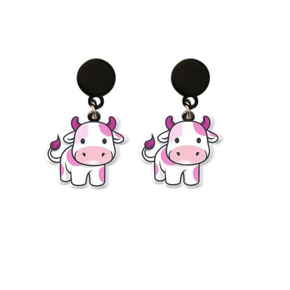 Dairy Cow Drop Earring Funny Acrylic Earrings Handmade Jewelrys Gifts Girl - myfunfarm