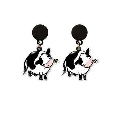 Dairy Cow Drop Earring Funny Acrylic Earrings Handmade Jewelrys Gifts Girl - myfunfarm