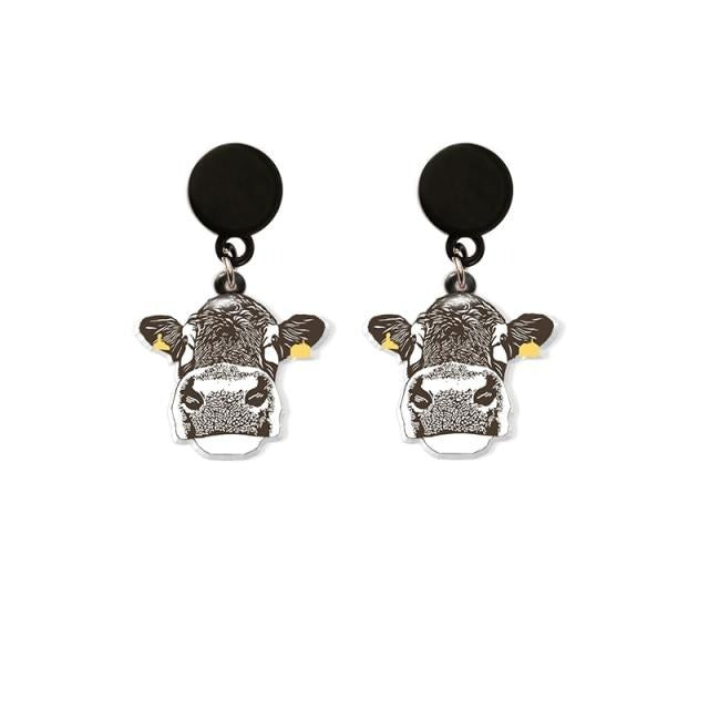 Dairy Cow Drop Earring Funny Acrylic Earrings Handmade Jewelrys Gifts Girl - myfunfarm