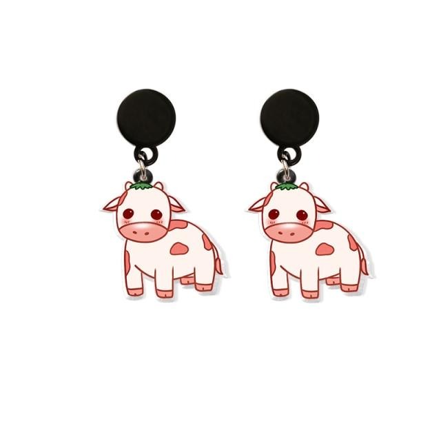 Dairy Cow Drop Earring Funny Acrylic Earrings Handmade Jewelrys Gifts Girl - myfunfarm