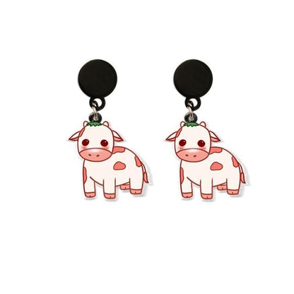 Dairy Cow Drop Earring Funny Acrylic Earrings Handmade Jewelrys Gifts Girl - myfunfarm