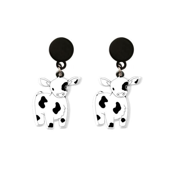 Dairy Cow Drop Earring Funny Acrylic Earrings Handmade Jewelrys Gifts Girl - myfunfarm