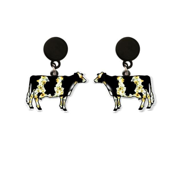 Dairy Cow Drop Earring Funny Acrylic Earrings Handmade Jewelrys Gifts Girl - myfunfarm