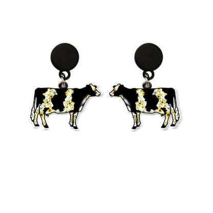 Dairy Cow Drop Earring Funny Acrylic Earrings Handmade Jewelrys Gifts Girl - myfunfarm