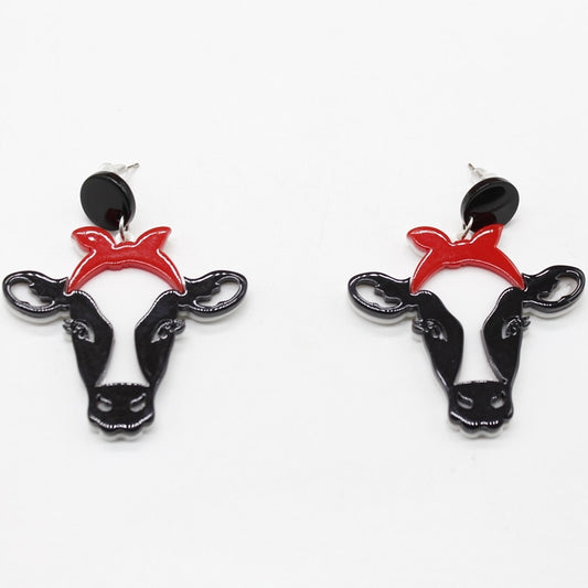 Acrylic Dairy Cattle Cow Earrings jewelry For Women Girls Teens Kids - Gift Accessories - myfunfarm