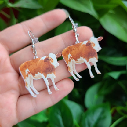 Acrylic Dairy Cattle Cow Earrings Drop Dangle Jewelry  For Women Girls Teens Kids Party Charm Gift Accessories - myfunfarm