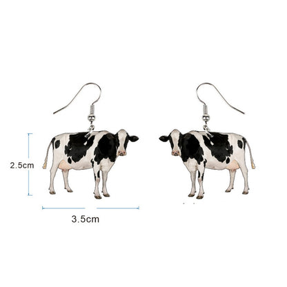 Acrylic Dairy Cattle Cow Earrings Drop Dangle Jewelry  For Women Girls Teens Kids Party Charm Gift Accessories - myfunfarm