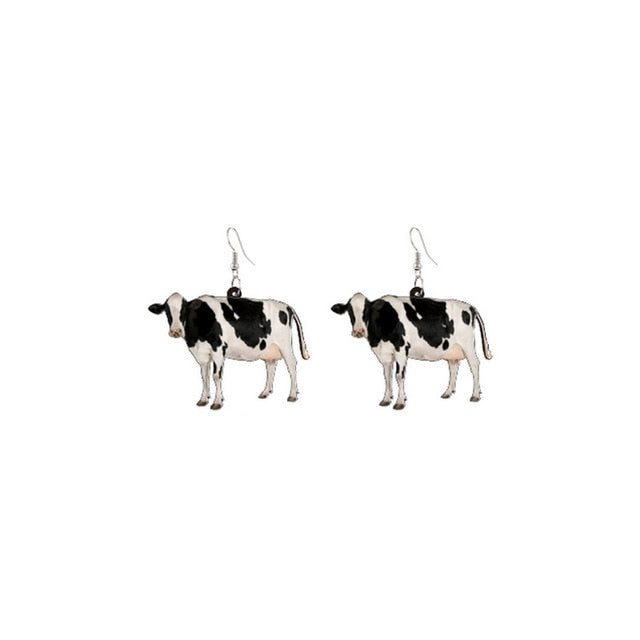 Acrylic Dairy Cattle Cow Earrings Drop Dangle Jewelry  For Women Girls Teens Kids Party Charm Gift Accessories - myfunfarm