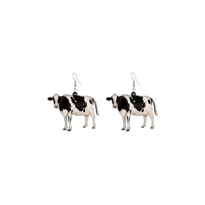 Acrylic Dairy Cattle Cow Earrings Drop Dangle Jewelry  For Women Girls Teens Kids Party Charm Gift Accessories - myfunfarm