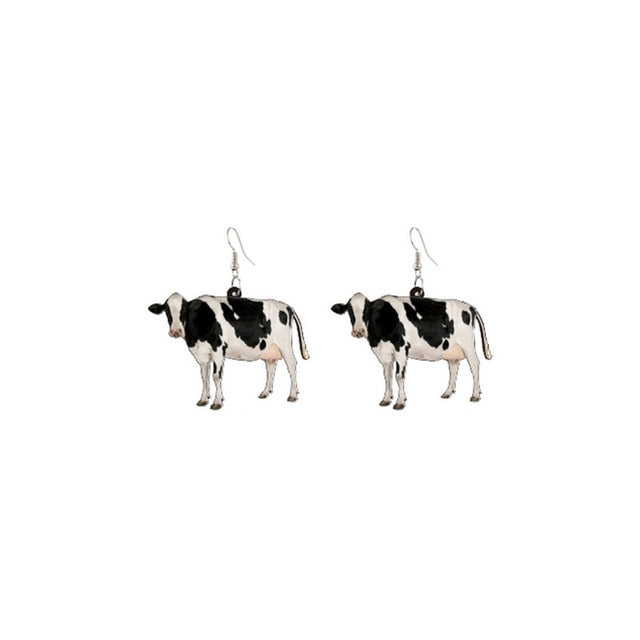 Acrylic Dairy Cattle Cow Earrings Drop Dangle Jewelry  For Women Girls Teens Kids Party Charm Gift Accessories