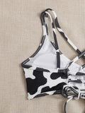 Bikini Swimsuit Cow Pattern Swimwear 2 Pieces With Pad