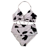 Casual Swimwear Cow Pattern Plus Size