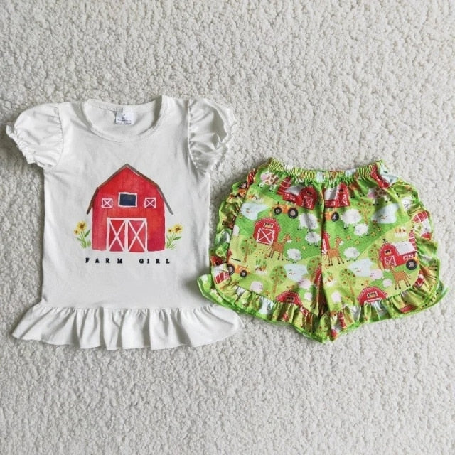 Children Summer Clothes Baby Girl Sets love cows love farm - myfunfarm