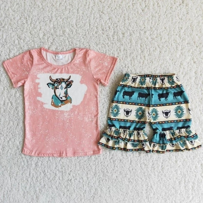 Children Summer Clothes Baby Girl Sets love cows love farm - myfunfarm