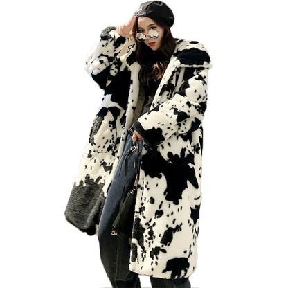 Winter Long Coat Women  - Cow pattern - myfunfarm