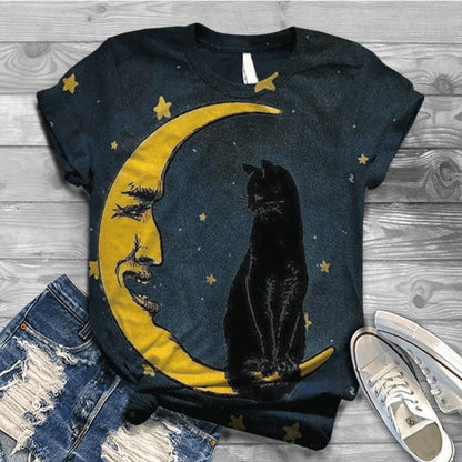 Woman Tshirts Digital 3D Cat Printed - myfunfarm