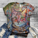 Woman Tshirts Digital 3D Cat Printed