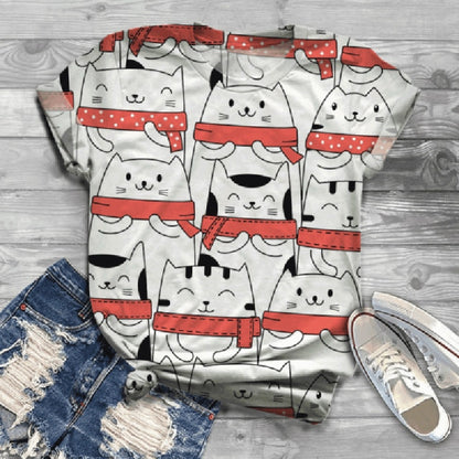 Woman Tshirts Digital 3D Cat Printed - myfunfarm