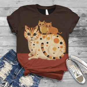 Woman Tshirts Digital 3D Cat Printed