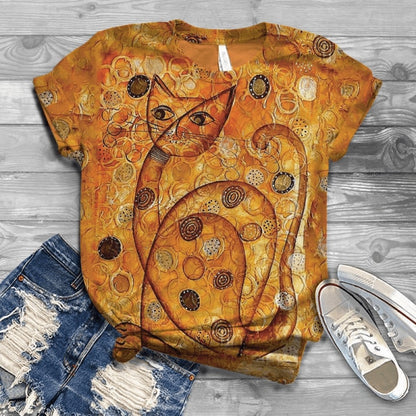 Woman Tshirts Digital 3D Cat Printed - myfunfarm