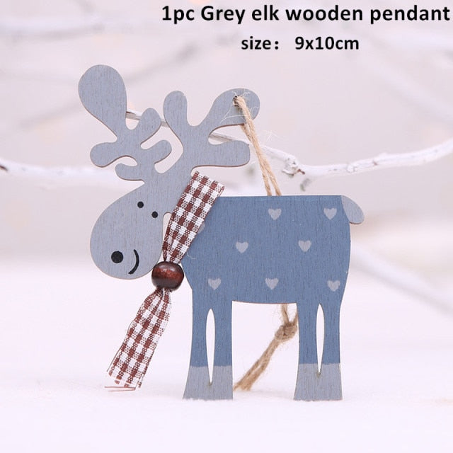 New Year Christmas Ornament Wooden Hanging Decorations For Home - myfunfarm