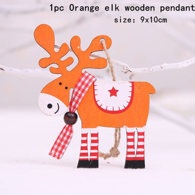 New Year Christmas Ornament Wooden Hanging Decorations For Home - myfunfarm