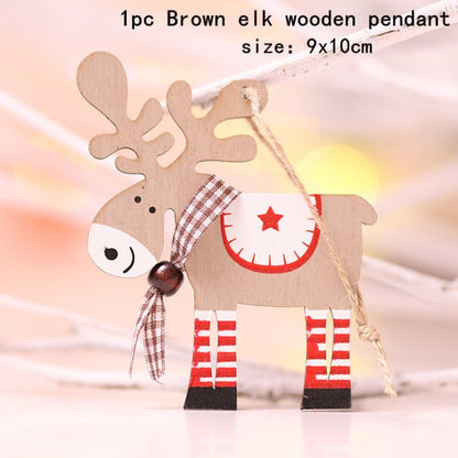 New Year Christmas Ornament Wooden Hanging Decorations For Home - myfunfarm