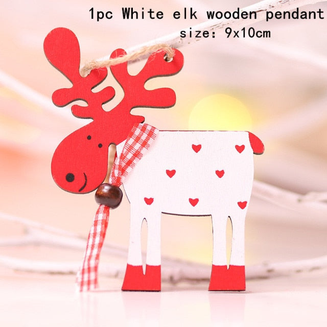 New Year Christmas Ornament Wooden Hanging Decorations For Home - myfunfarm