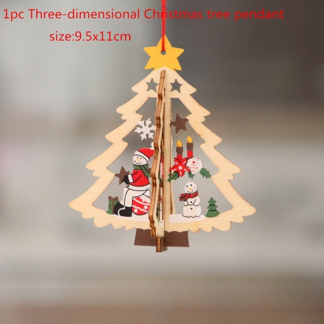 New Year Christmas Ornament Wooden Hanging Decorations For Home - myfunfarm