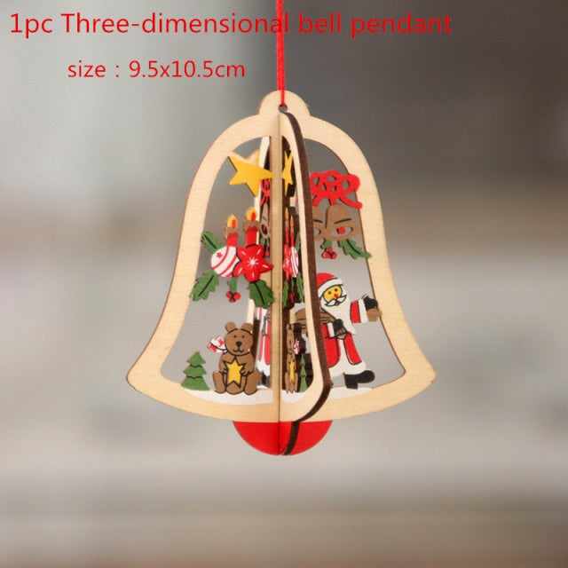 New Year Christmas Ornament Wooden Hanging Decorations For Home - myfunfarm