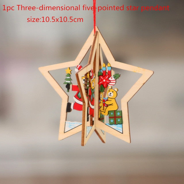 New Year Christmas Ornament Wooden Hanging Decorations For Home - myfunfarm