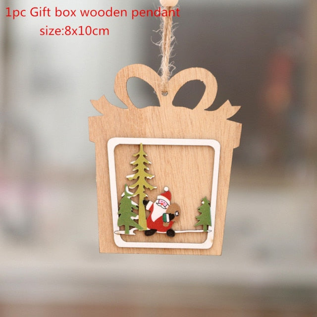 New Year Christmas Ornament Wooden Hanging Decorations For Home - myfunfarm