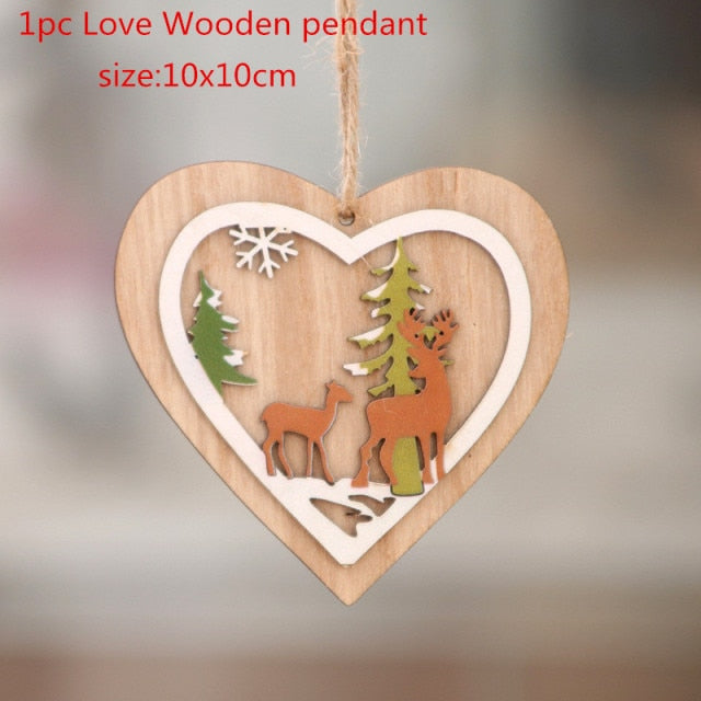 New Year Christmas Ornament Wooden Hanging Decorations For Home - myfunfarm