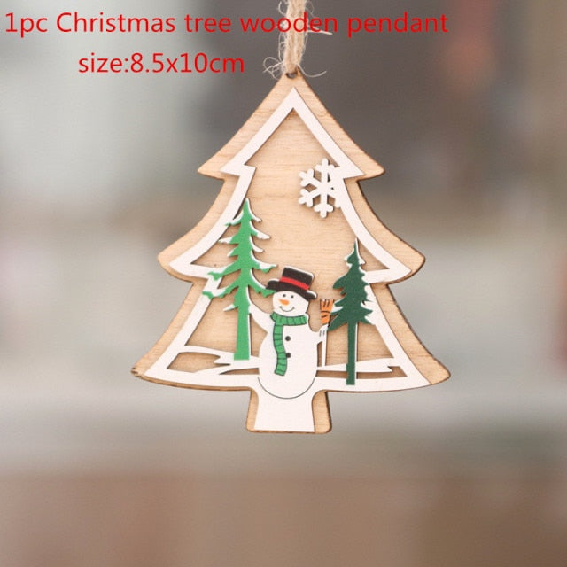 New Year Christmas Ornament Wooden Hanging Decorations For Home - myfunfarm