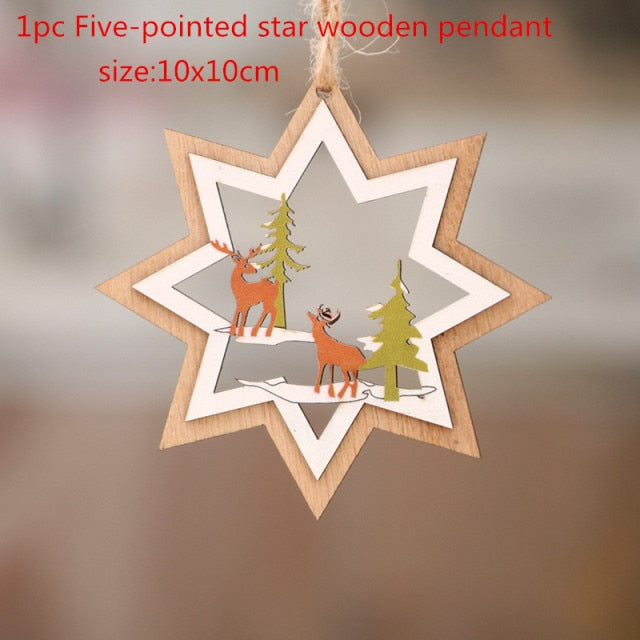 New Year Christmas Ornament Wooden Hanging Decorations For Home - myfunfarm