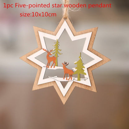 New Year Christmas Ornament Wooden Hanging Decorations For Home - myfunfarm