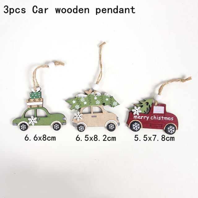 New Year Christmas Ornament Wooden Hanging Decorations For Home - myfunfarm
