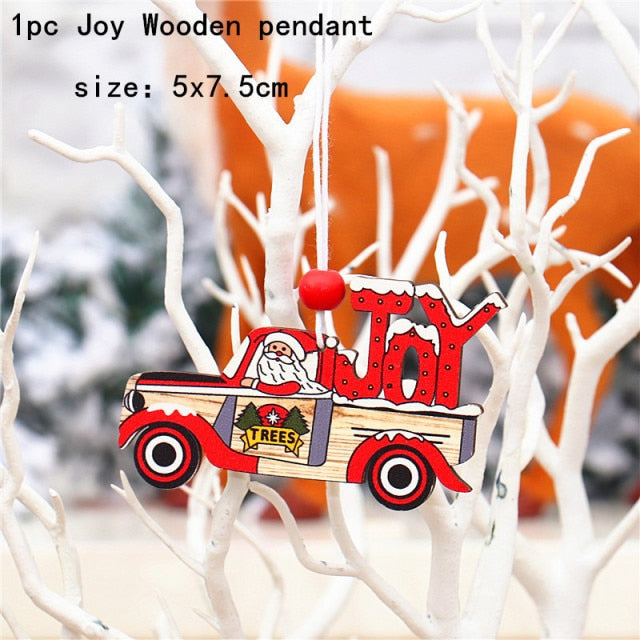 New Year Christmas Ornament Wooden Hanging Decorations For Home - myfunfarm